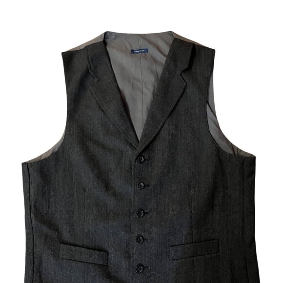 Stafford Gray Herringbone Lapel Vest Men’s 40 Classic Fit Used Wool Blend - Picture 4 of 12